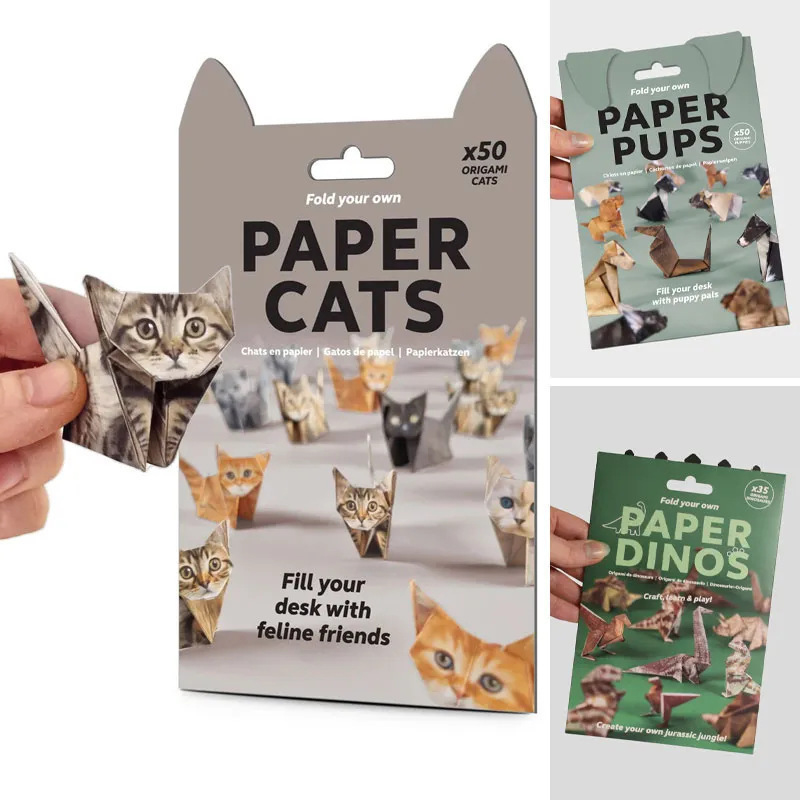 Art Craft Cat - Kreatives DIY Origami Handgemachtes 50-Blatt-Papier-Set Katze