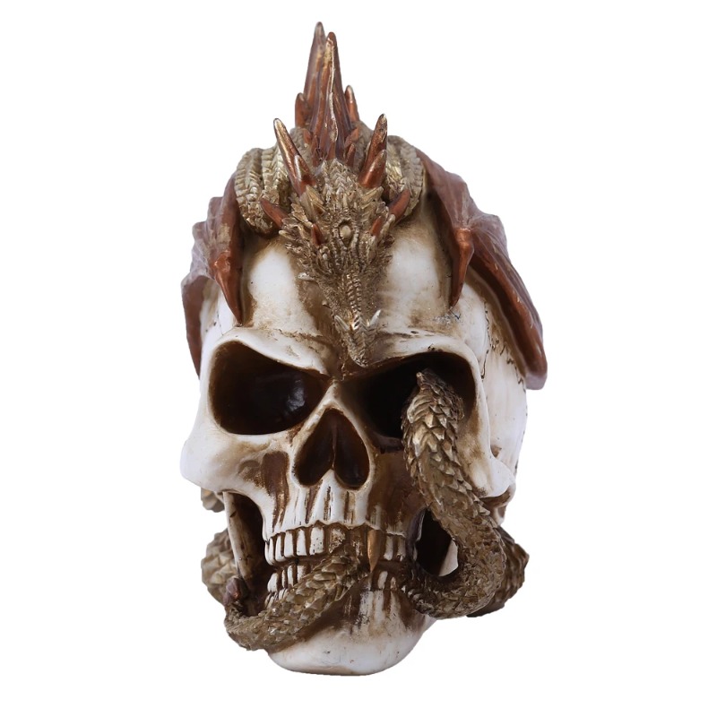 Art Craft Bar - Totenkopf-Drachen Harzfigur - Gotische Todeswächter-Statue für