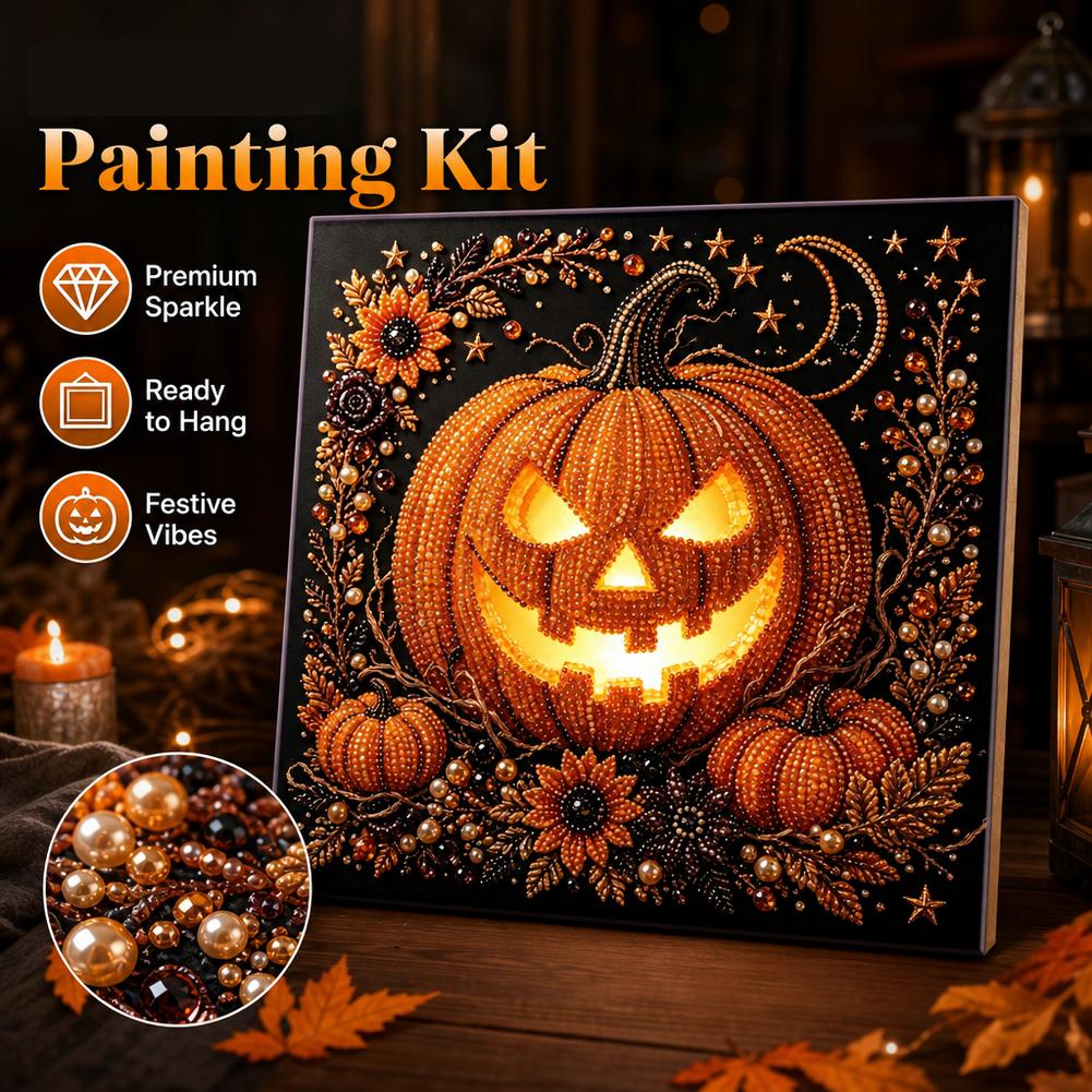 Art Craft Holiday - Halloween-Diamant-Malerei-Set, Feiertags-Perlen-Diamant-Malerei-Kunst, DIY-Montage-Bastelaktivität, Heimdekoration, Halloween-Geschenk