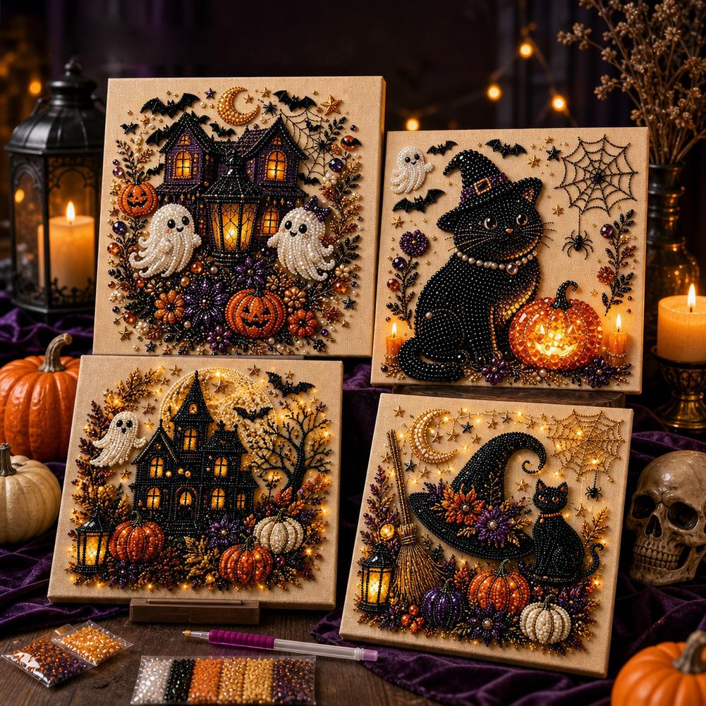 Art Craft Cat - Halloween Geist & Kürbis 3D Perlenkunst