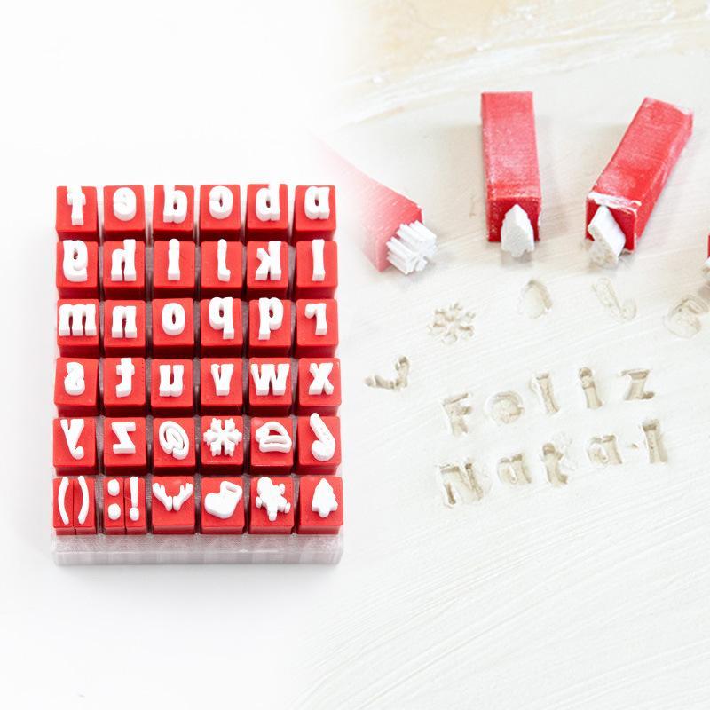 Art Craft Clay - Weihnachtliches Alphabet-Stempelset aus Ton, Kleinbuchstaben-Form für