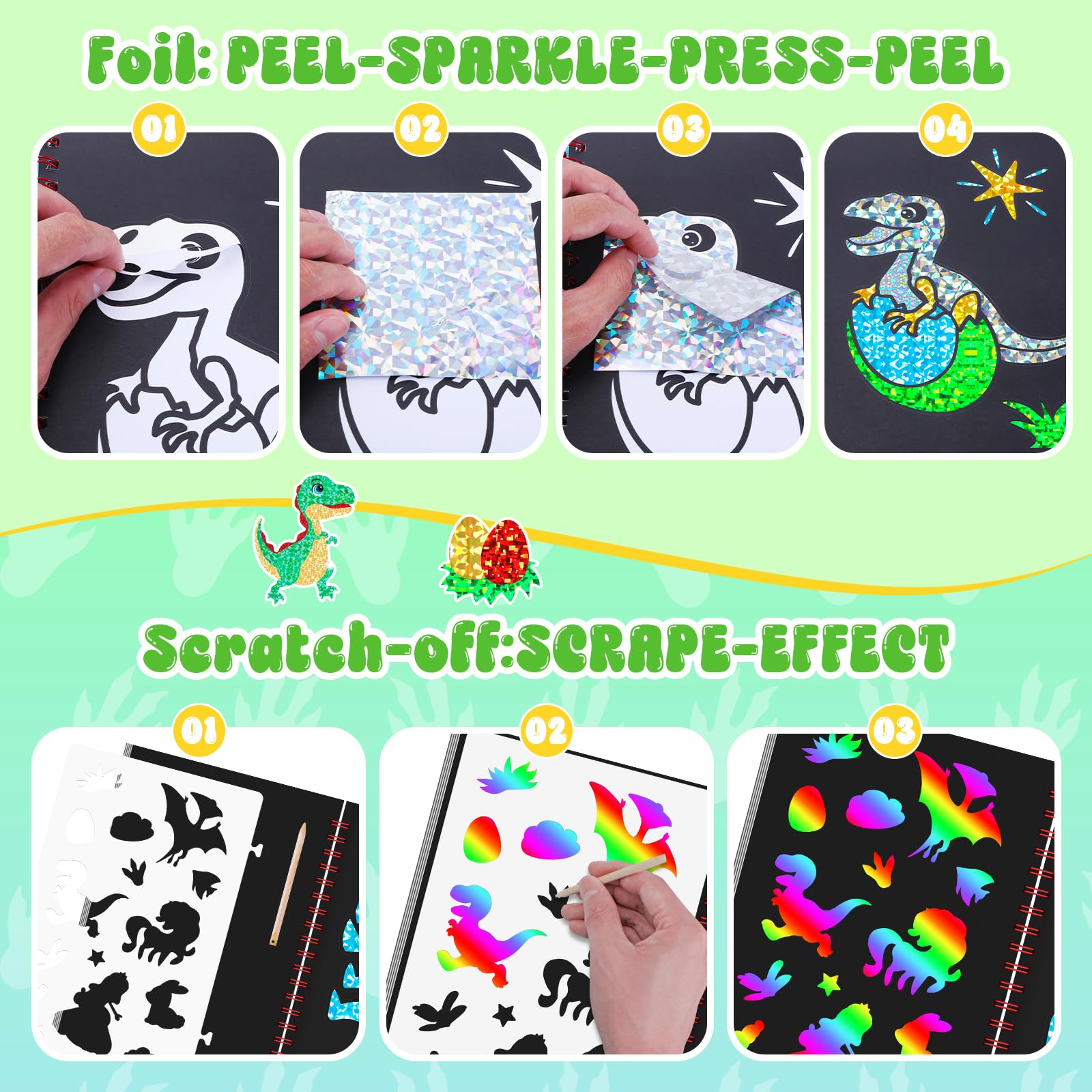 Dinosaurier-Kratzkunstbuch für – Art Craft Kits For Kids Bewertung und Preis